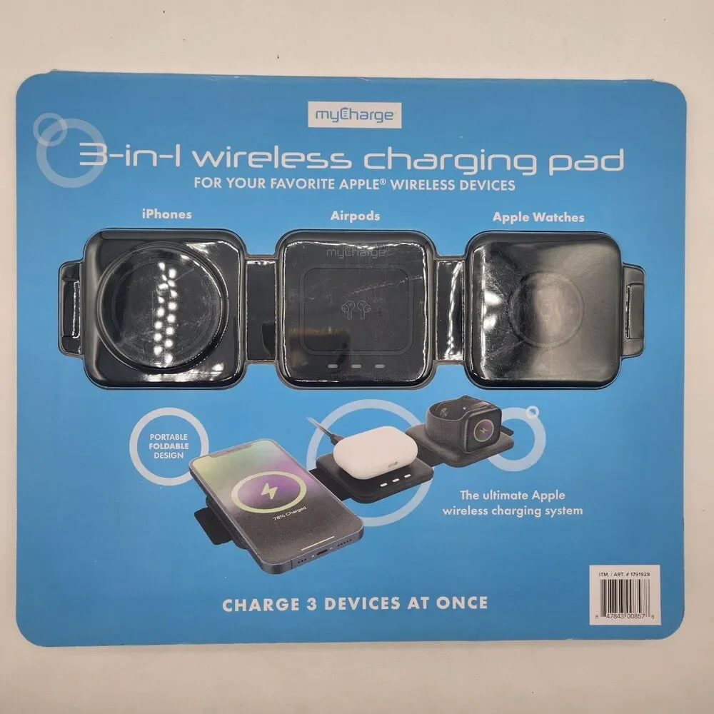 myCharge 3‑in‑1 Folding Wireless Charging Pad iPhone Apple Watch AirPods Sealed